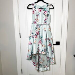 Speechless Girls‎ Floral Dress Blue Sleeveless Party High Low Size 16